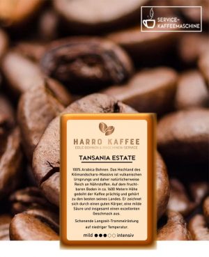Tansania Estate Premium Kaffeebohnen online bestellen von Harro Kaffee Onlineshop